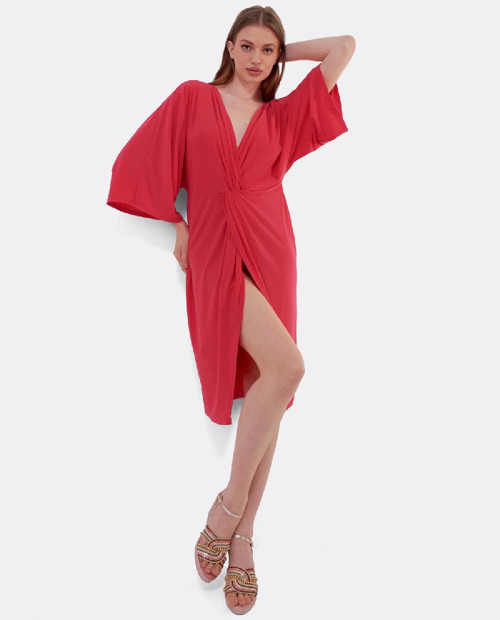 Cuplé VESTIDO MAXI MANGAS PUNTO FUCSIA En línea