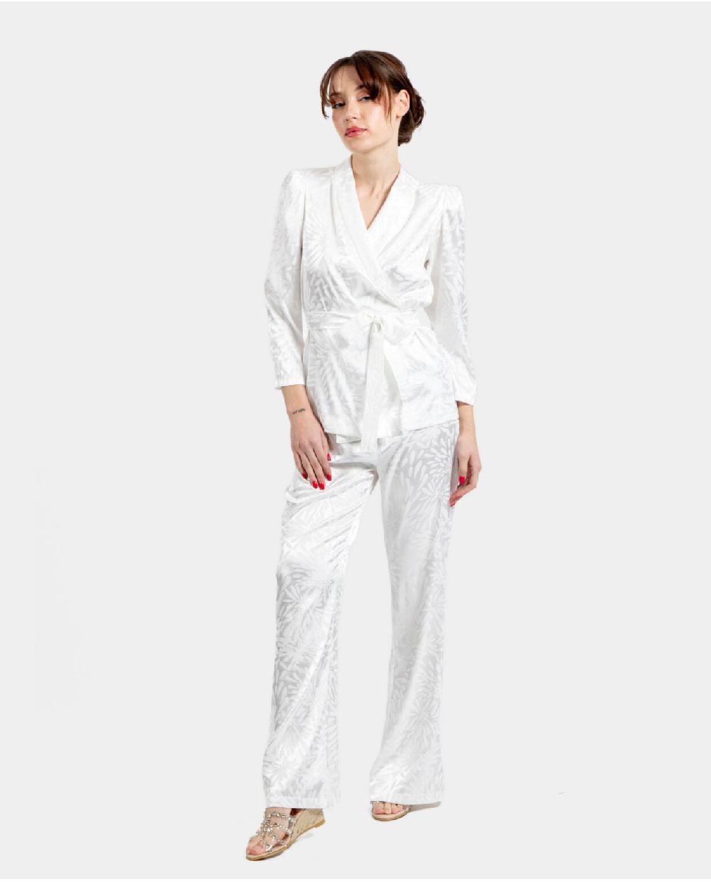 Cuplé PANTALON RECTO JACQUARD BLANCO