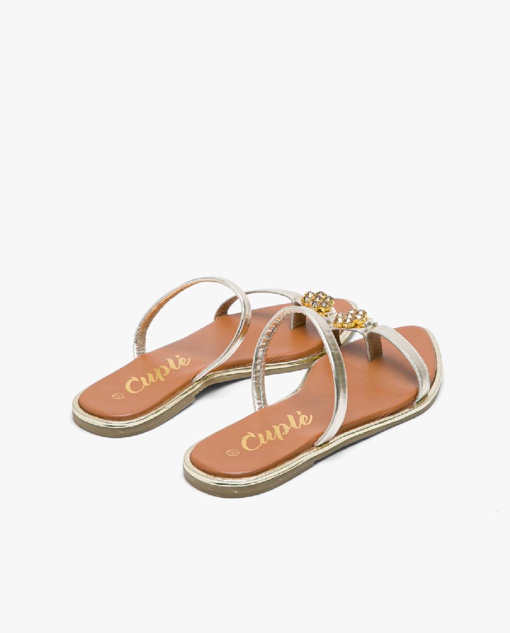 Cuplé SANDALIA ADORNO DEDO NAPA ORO COMPRAR AHORA