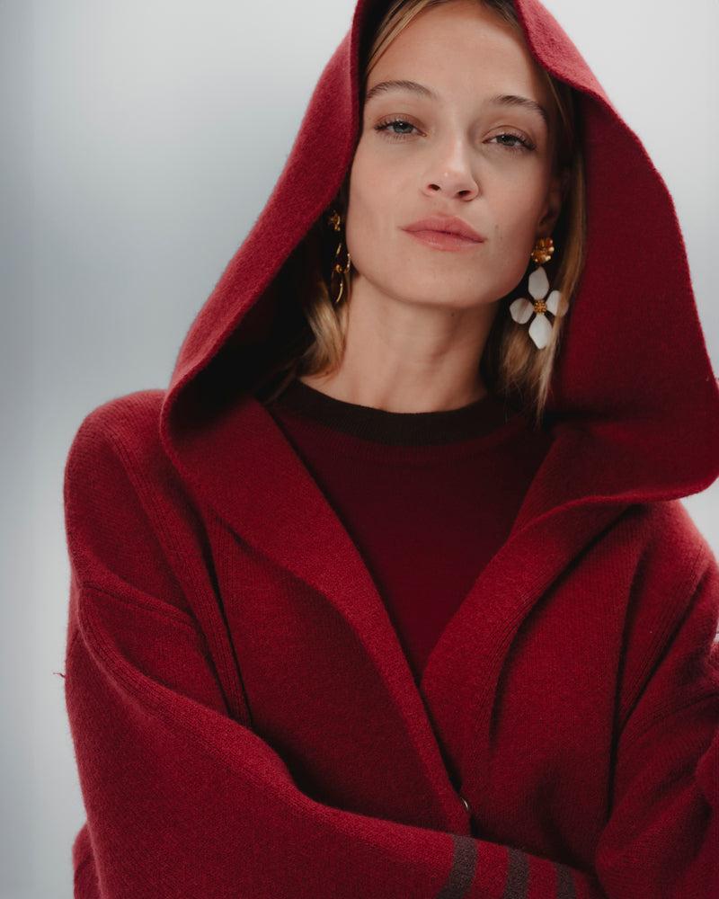 Dolores promesas Chaqueta Punto Martina en Burdeos con Rayas En oferta