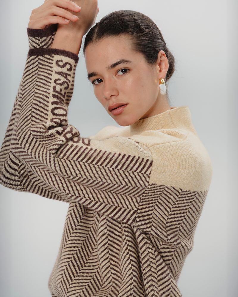 Dolores promesas Jersey Estampado Beige y Marrón Eva Devoluciones gratuitas
