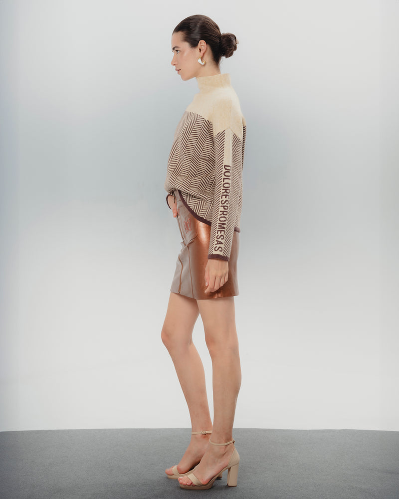 Dolores promesas Jersey Estampado Beige y Marrón Eva Devoluciones gratuitas