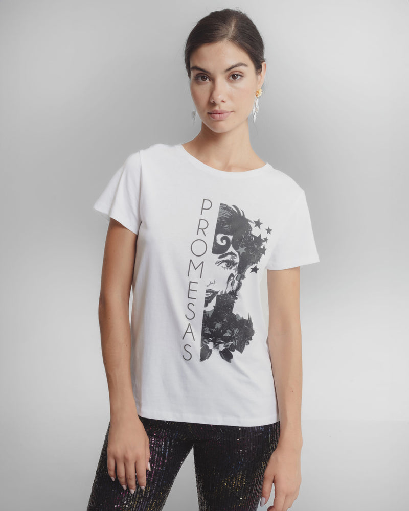 Dolores promesas Camiseta Blanca Ilustrada Promesas Envío gratis