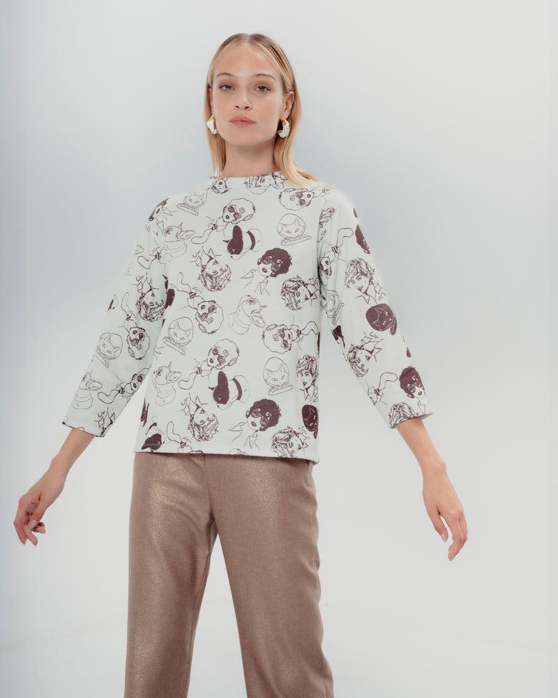 Dolores promesas Sudadera Marina Estampada Celeste Promoción trimestral