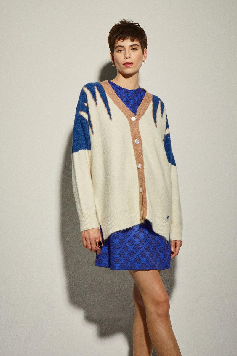 Dolores promesas Chaqueta Punto Larga Crudo y Azul Oferta especial