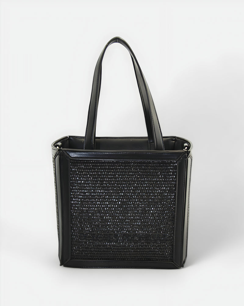 Dolores promesas Bolso de Rafia Astuta en Negro Superdescuento