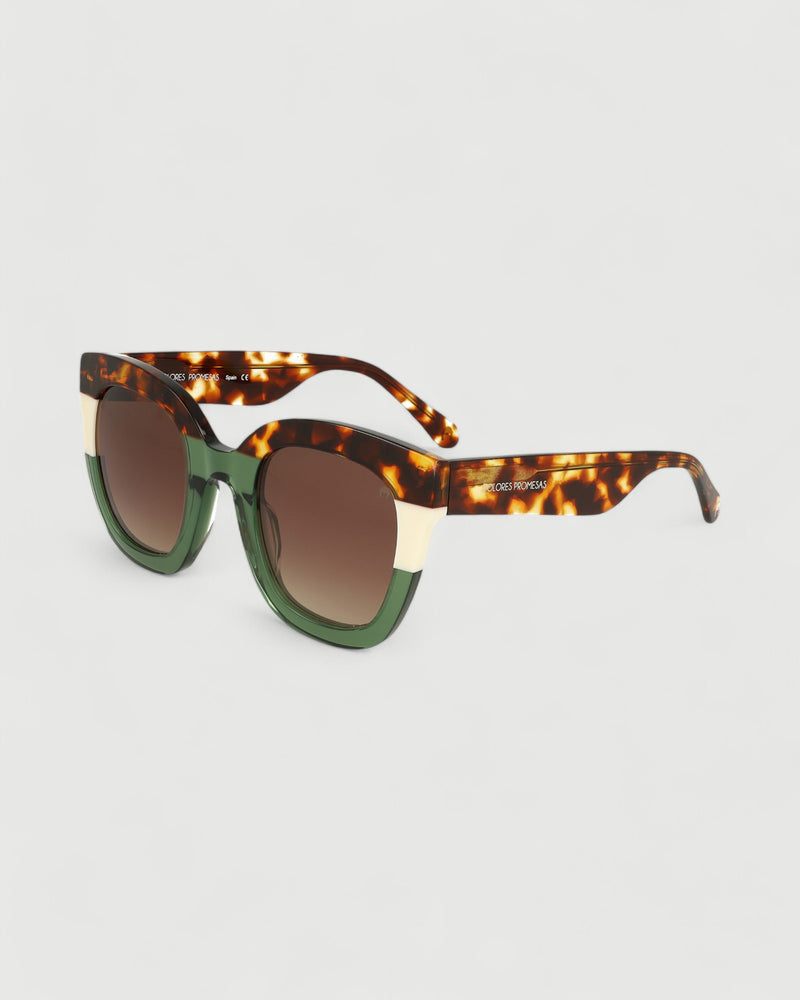 Dolores promesas Gafa oversize verde habana y beige