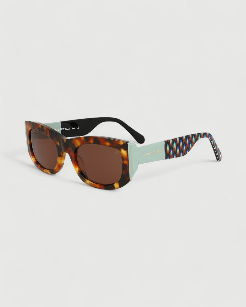 Dolores promesas Gafa rectangular habana turquesa y estampado