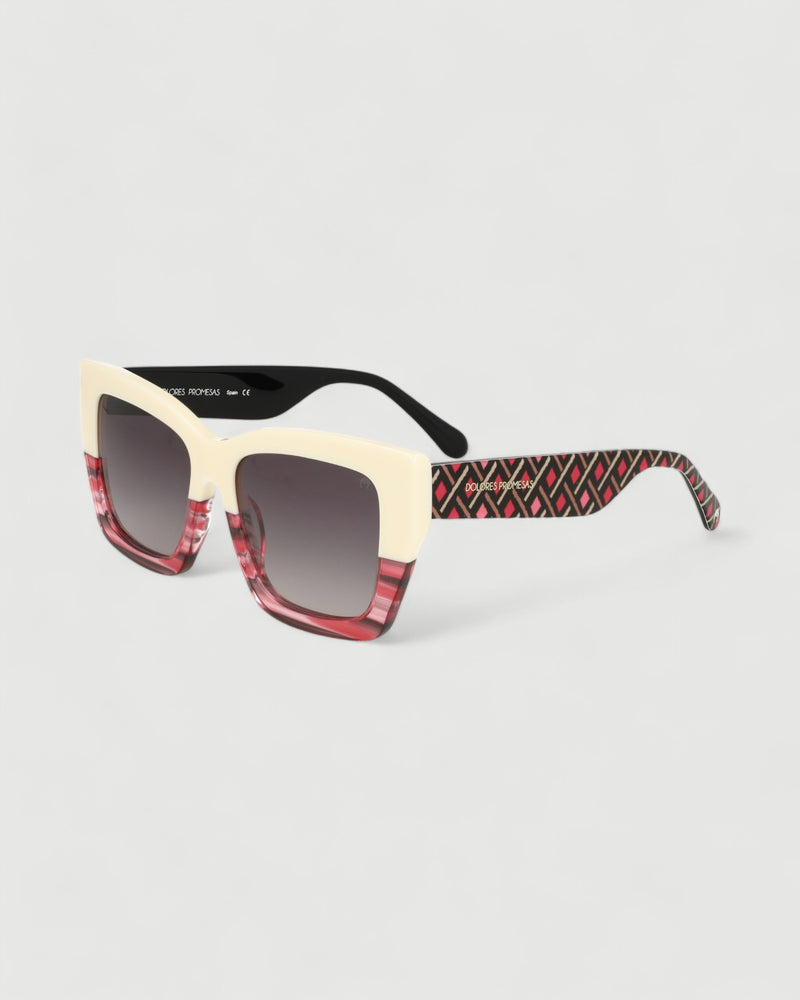 Dolores promesas Gafa con tendencia a cat eye beige rosa jaspeado y estampado