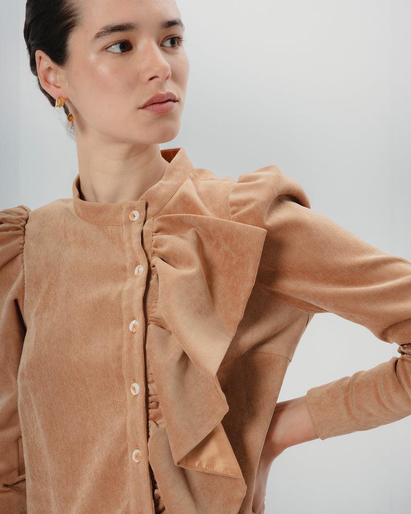 Dolores promesas Vestido corto Filipa volantes camel COMPRAR AHORA
