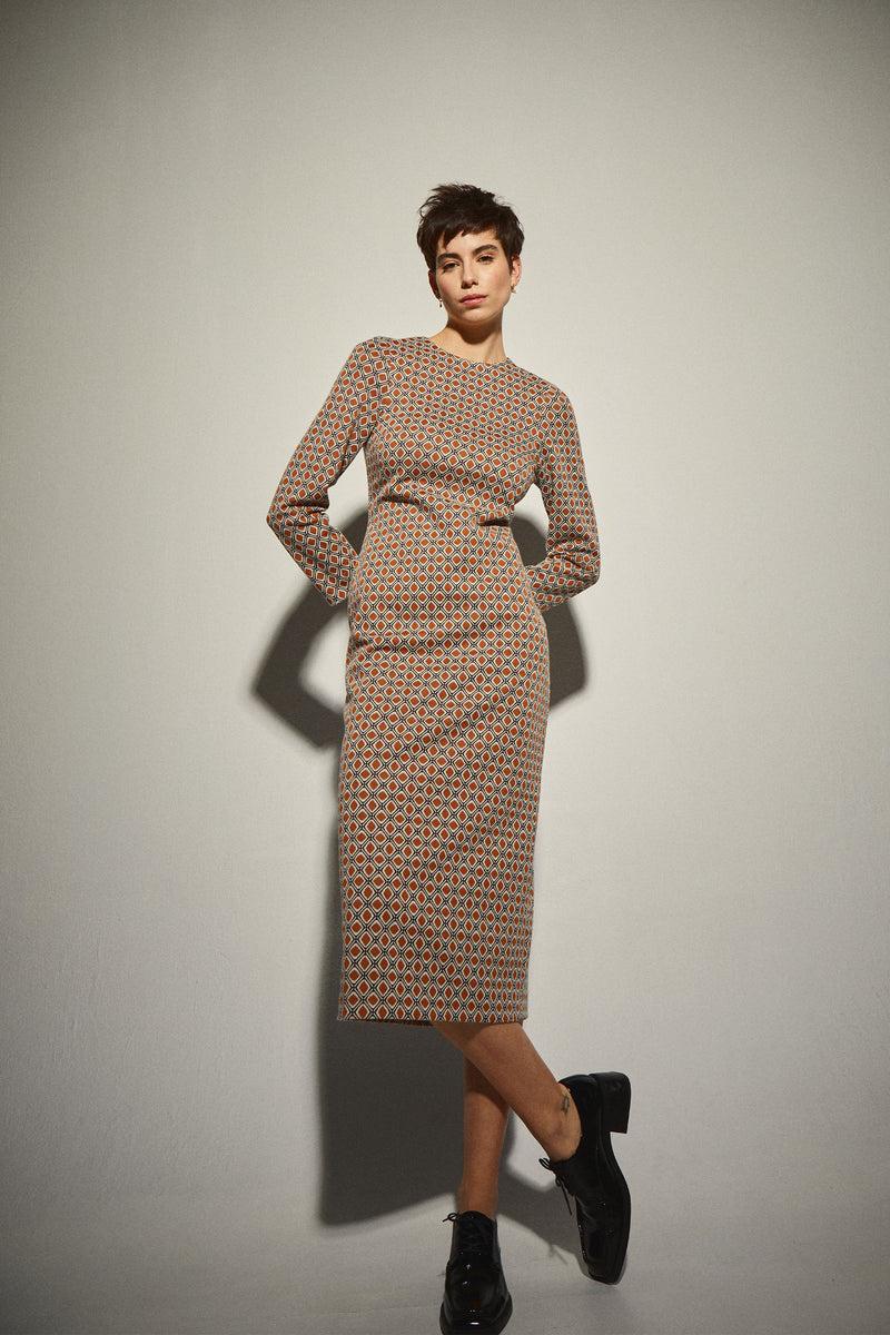 Dolores promesas Vestido Midi Punto Retro Tierra Ahorra y exporta