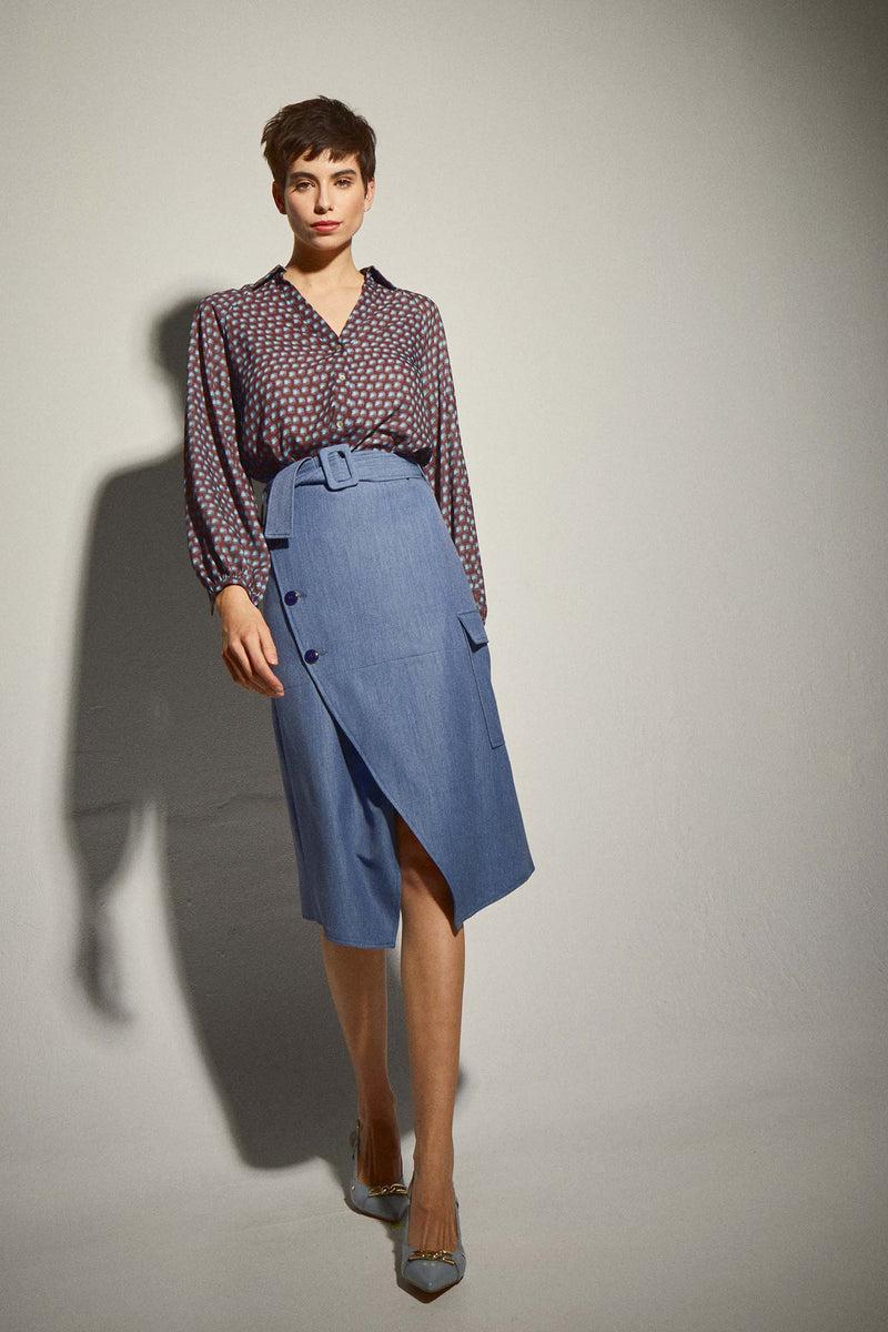 Dolores promesas Falda Midi Bolsillos Azul Liquidación