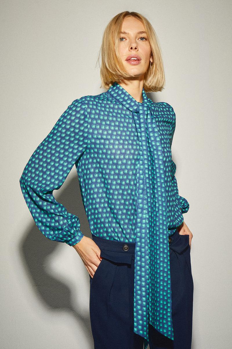 Dolores promesas Blusa Lazada Cuello Estampado Geométrico Envío gratis