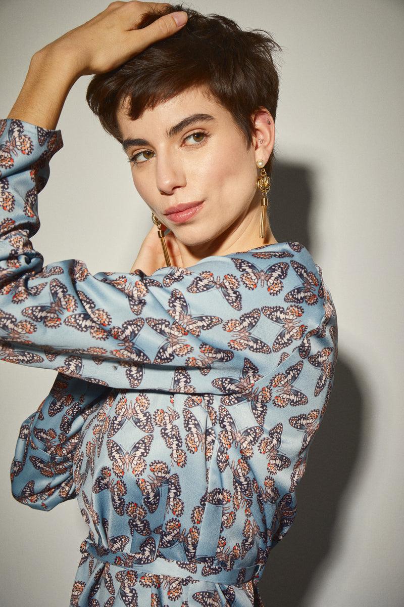 Dolores promesas Blusa Azul Claro Mariposas Envío gratis