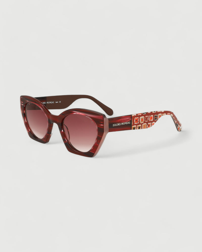 Dolores promesas Gafa con tendencia a mariposa burdeos marron y estampado