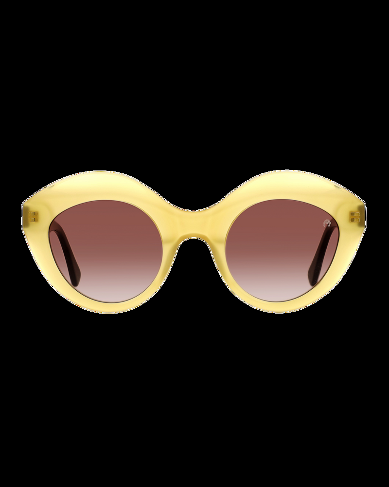 Dolores promesas Gafa con tendencia a cat eye mostaza con estampado de hojas Ofertas