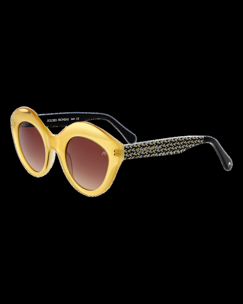 Dolores promesas Gafa con tendencia a cat eye mostaza con estampado de hojas Ofertas