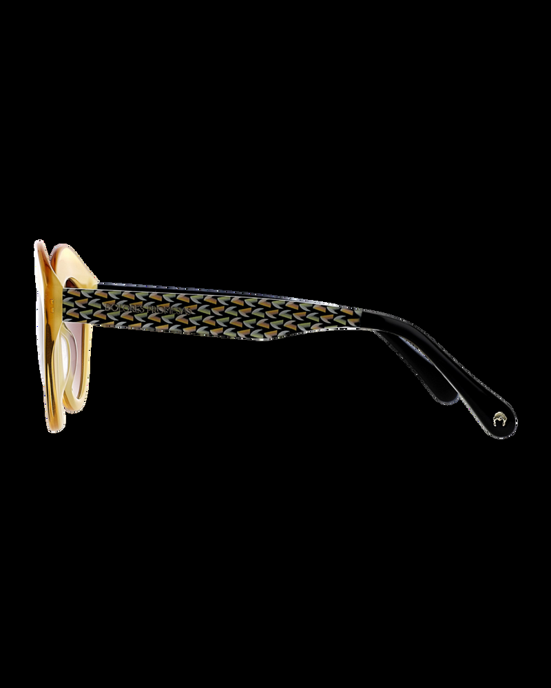 Dolores promesas Gafa con tendencia a cat eye mostaza con estampado de hojas Ofertas