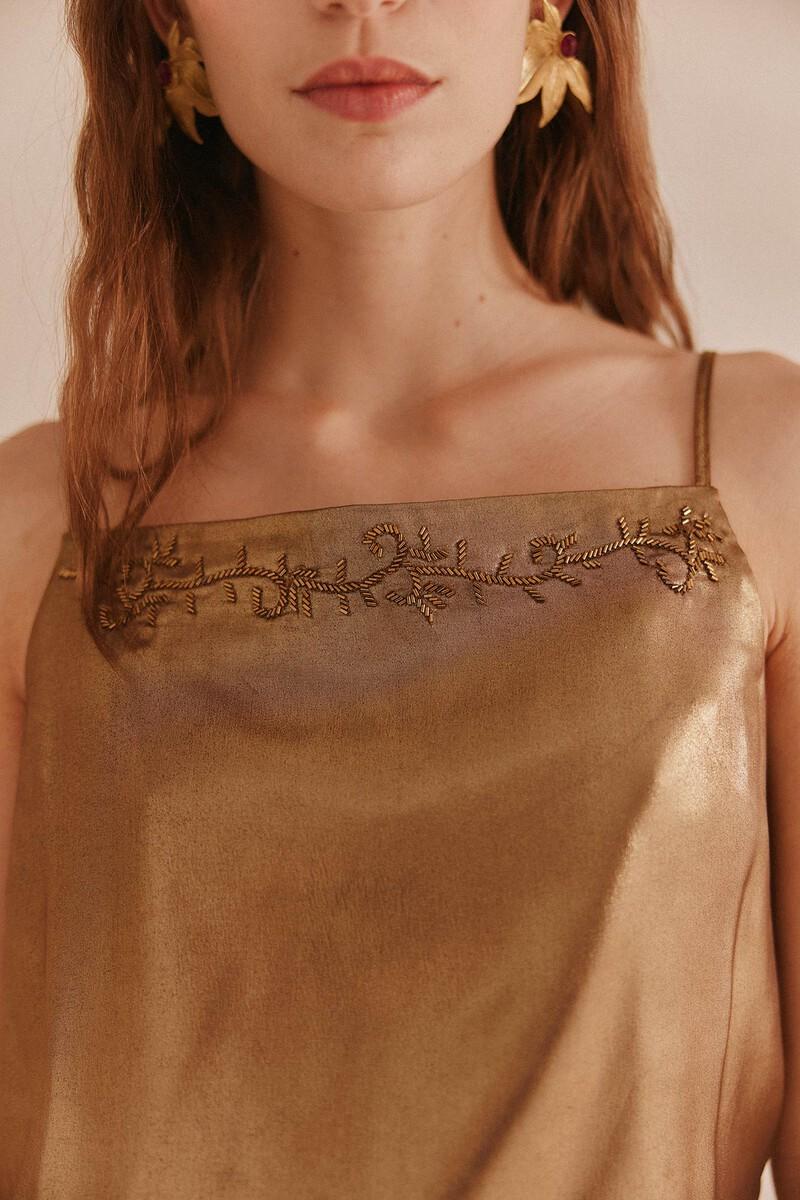 Hoss intropia Camelia. Top lencero dorado | Blusas y camisas de mujer | Hoss Intropia Precios de Black Friday