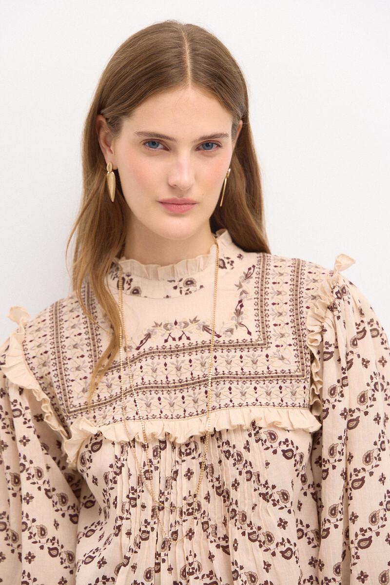 Hoss intropia Carmela. Blusa pechera bordadaestampada. | Blusas y camisas de mujer | Hoss Intropia Tienda