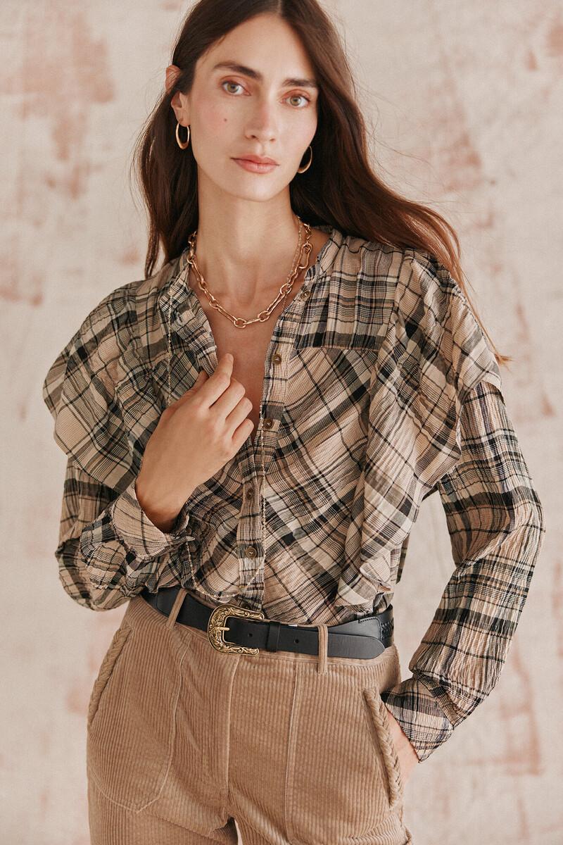 Hoss intropia Clarisa. Blusa cuados volante. | Blusas y camisas de mujer | Hoss Intropia Tienda