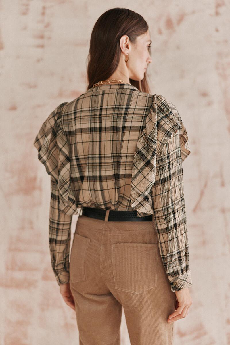 Hoss intropia Clarisa. Blusa cuados volante. | Blusas y camisas de mujer | Hoss Intropia Tienda