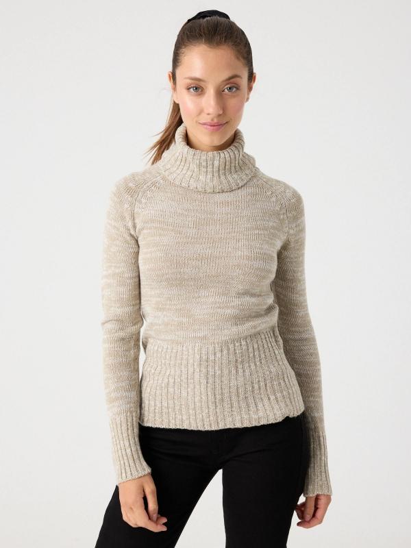 ﻿In side Jersey jaspeado cuello alto