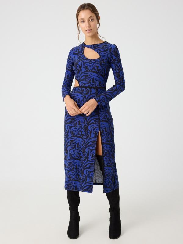 In side Vestido midi cut out print psicodélico COMPRAR AHORA