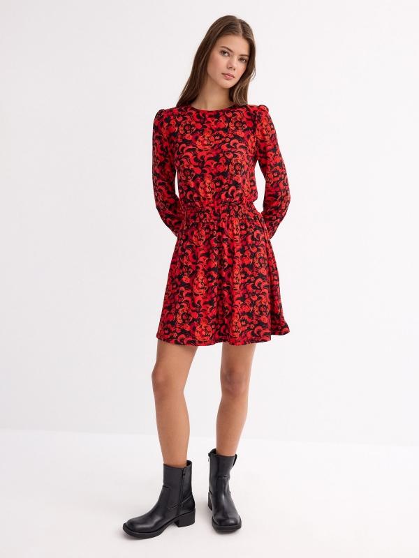 In side Vestido mini regular print con gomas ÚLTIMAS EDICIONES