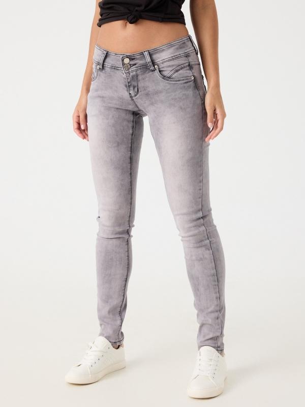 In side Jeans skinny efecto lavado tiro bajo Precio de fábrica