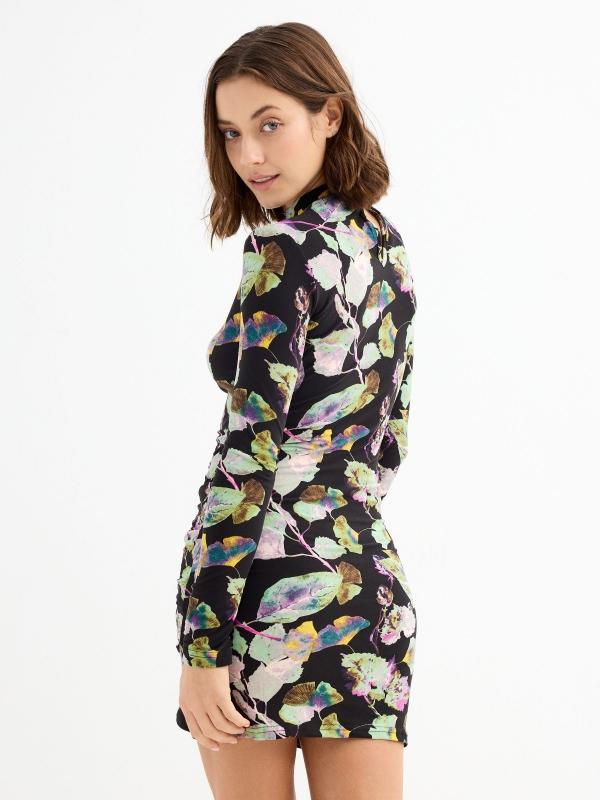 In side Vestido mini fruncido estampado hojas Promoción trimestral