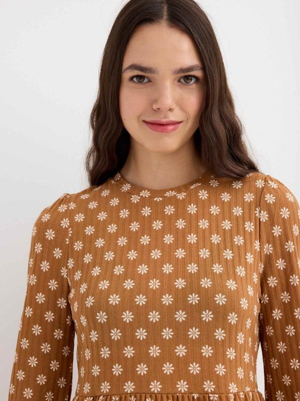 In side Vestido canalé print margaritas Superdescuento