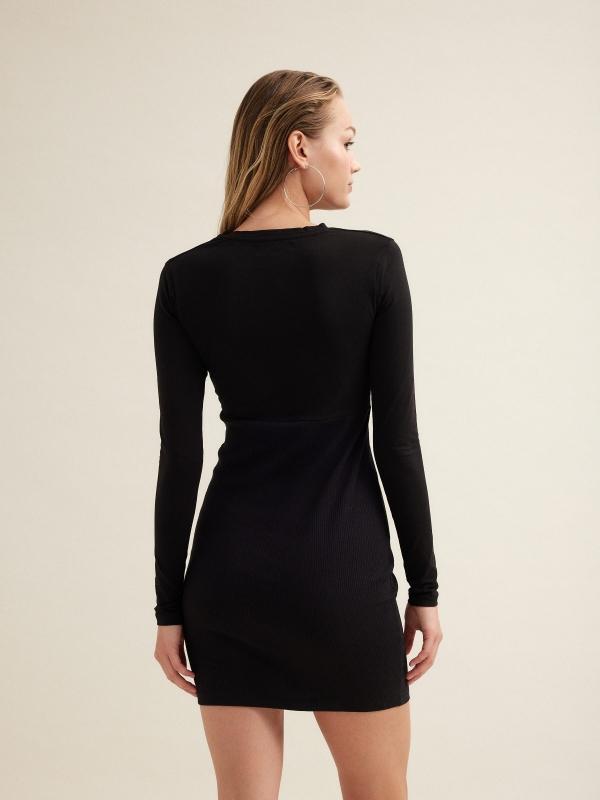 In side Vestido negro combinado Liquidación