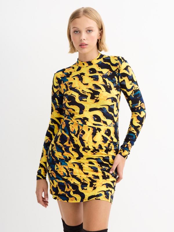 In side Vestido mini print con drapeados Envío internacional gratuito