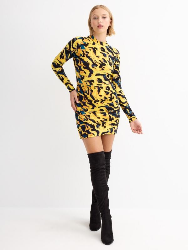 In side Vestido mini print con drapeados Envío internacional gratuito