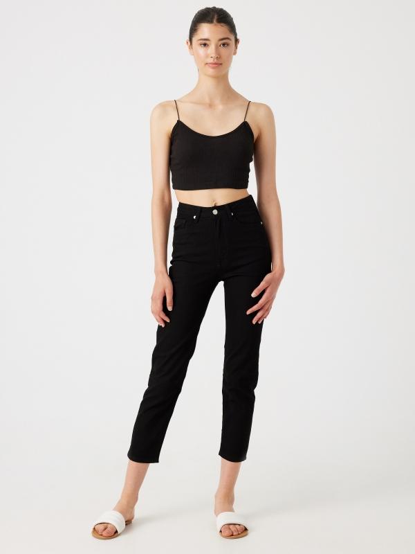 In side Jeans mom fit cinco bolsillos