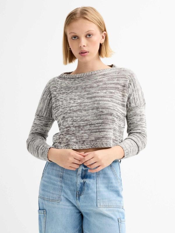 In side Jersey cropped jaspeado