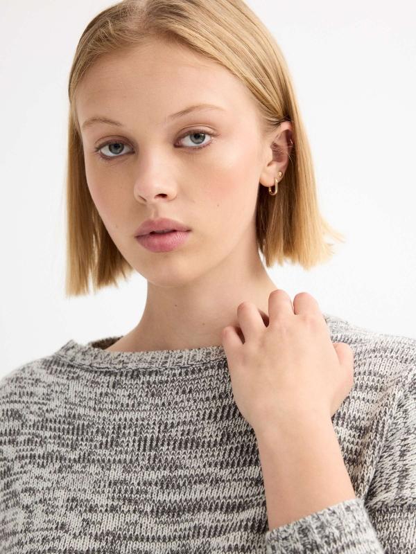 In side Jersey cropped jaspeado En oferta