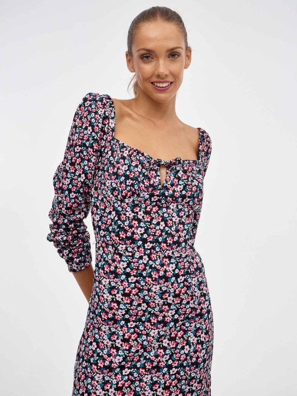 In side Vestido midi escote cuadrado Descuentos del mes