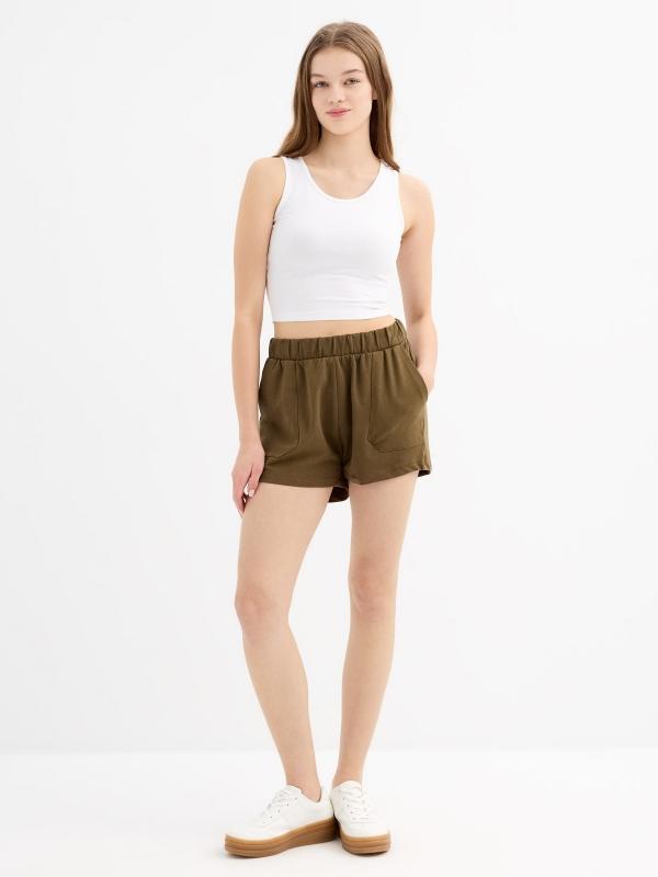 In side Short cintura elástica bolsillos Outlet online