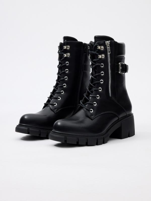 In side Botin militar con cremallera Grandes descuentos