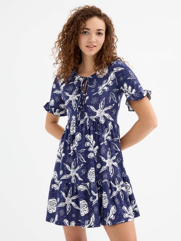 In side Vestido mini estampado lazo