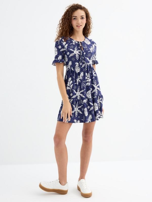 In side Vestido mini estampado lazo Ahorra y exporta