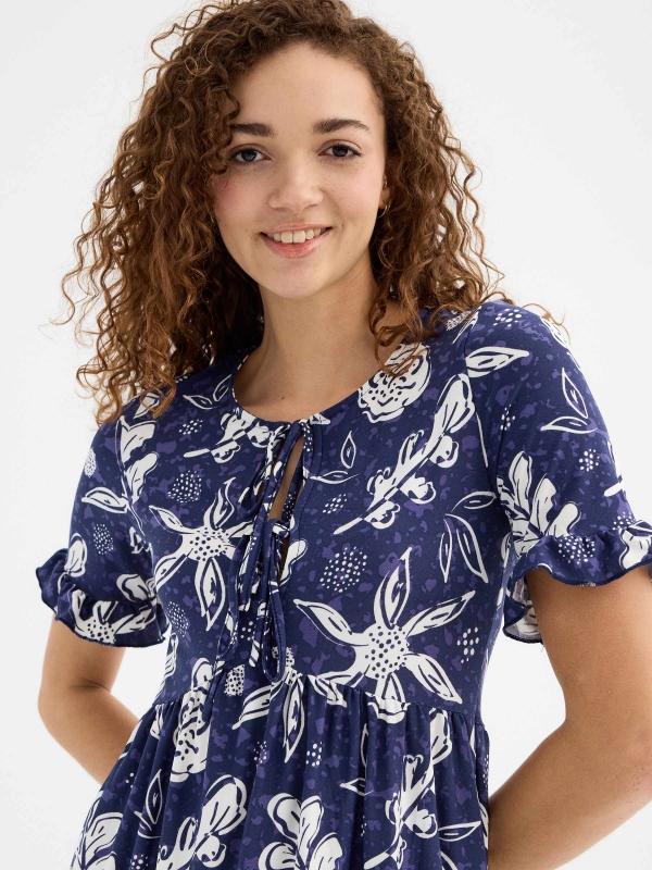 In side Vestido mini estampado lazo Ahorra y exporta