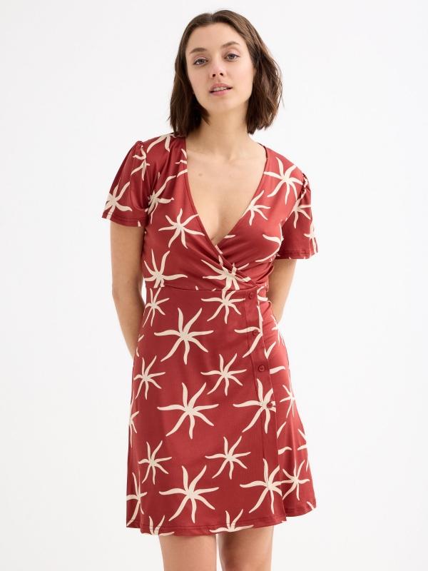 In side Vestido midi cuello cruzado