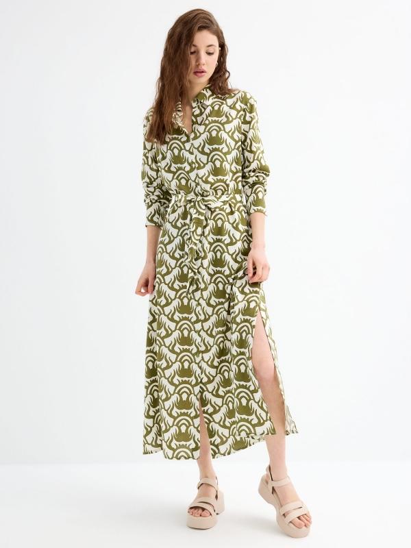 In side Vestido camiseto maxi estampado
