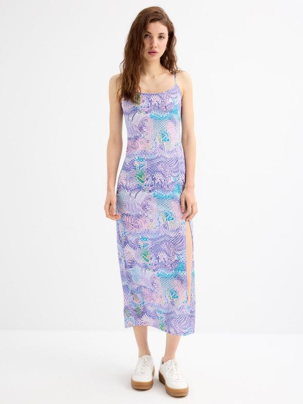 In side Vestido maxi tirantes estampado