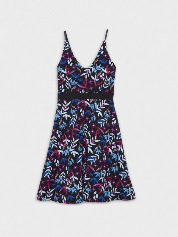 In side Vestido elástico print hojas Precio ultrabajo