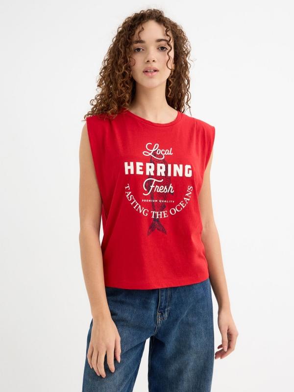In side Camiseta sin mangas estampada Ofertas