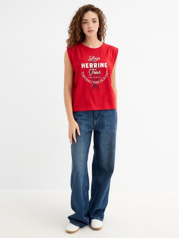In side Camiseta sin mangas estampada Ofertas